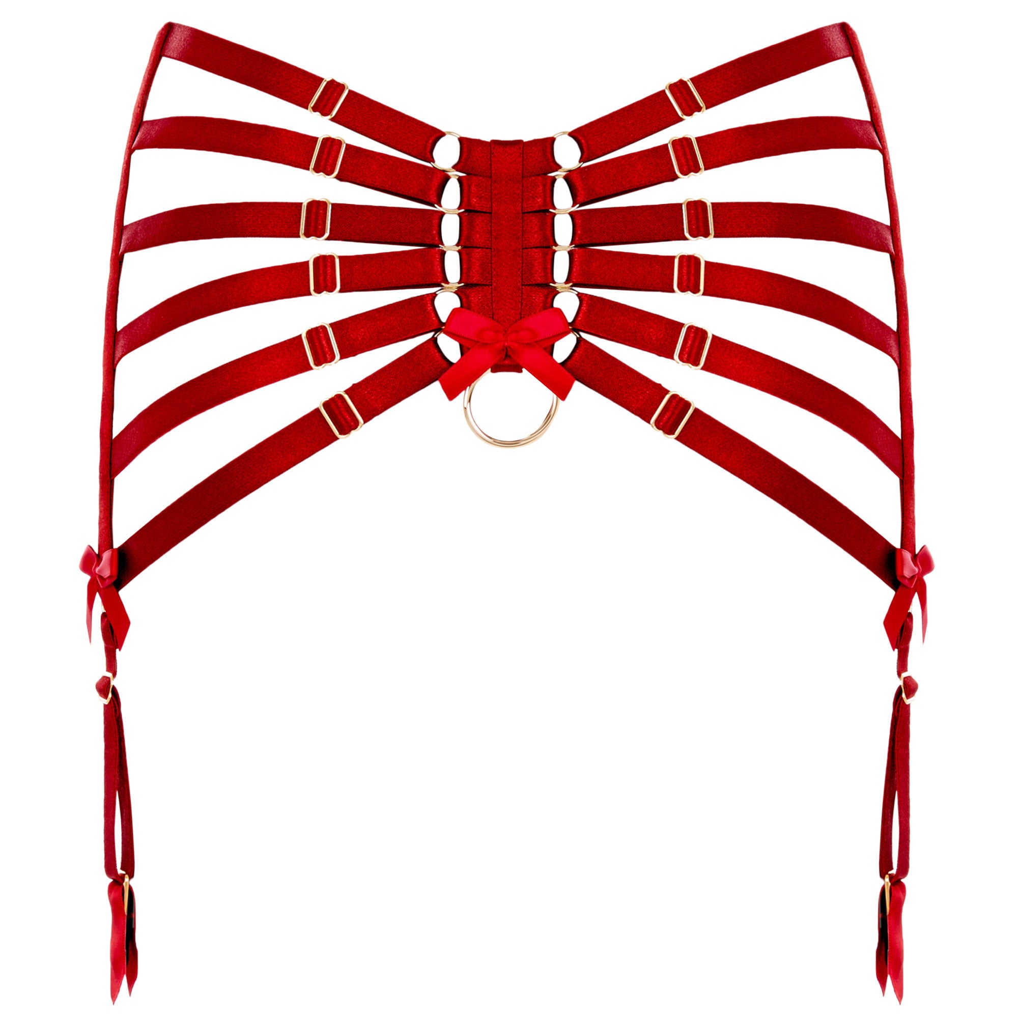 Bordelle Webbed suspender in red multistep adjustable suspender belt signature collection