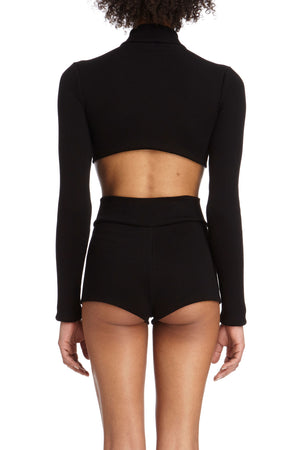 DSTM Chiron long-sleeve crop and Chiron mini shorts - back