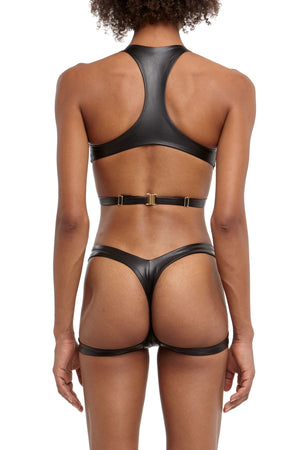 DSTM Maya vegan leather thong and bra - back