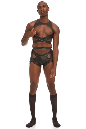 Maya mens harness top by DSTM - vegan leather