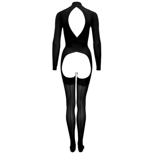 DSTM Sirius suit black sheer bodysuit leotard one piece high neck - back