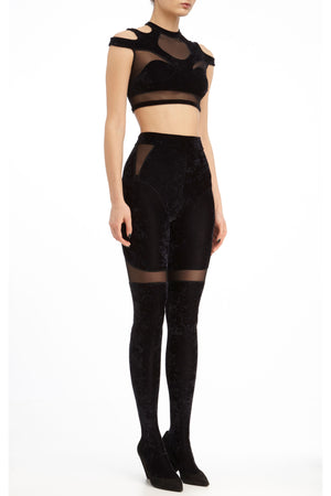 DSTM Solta tights and Solta crop top velvet black - side