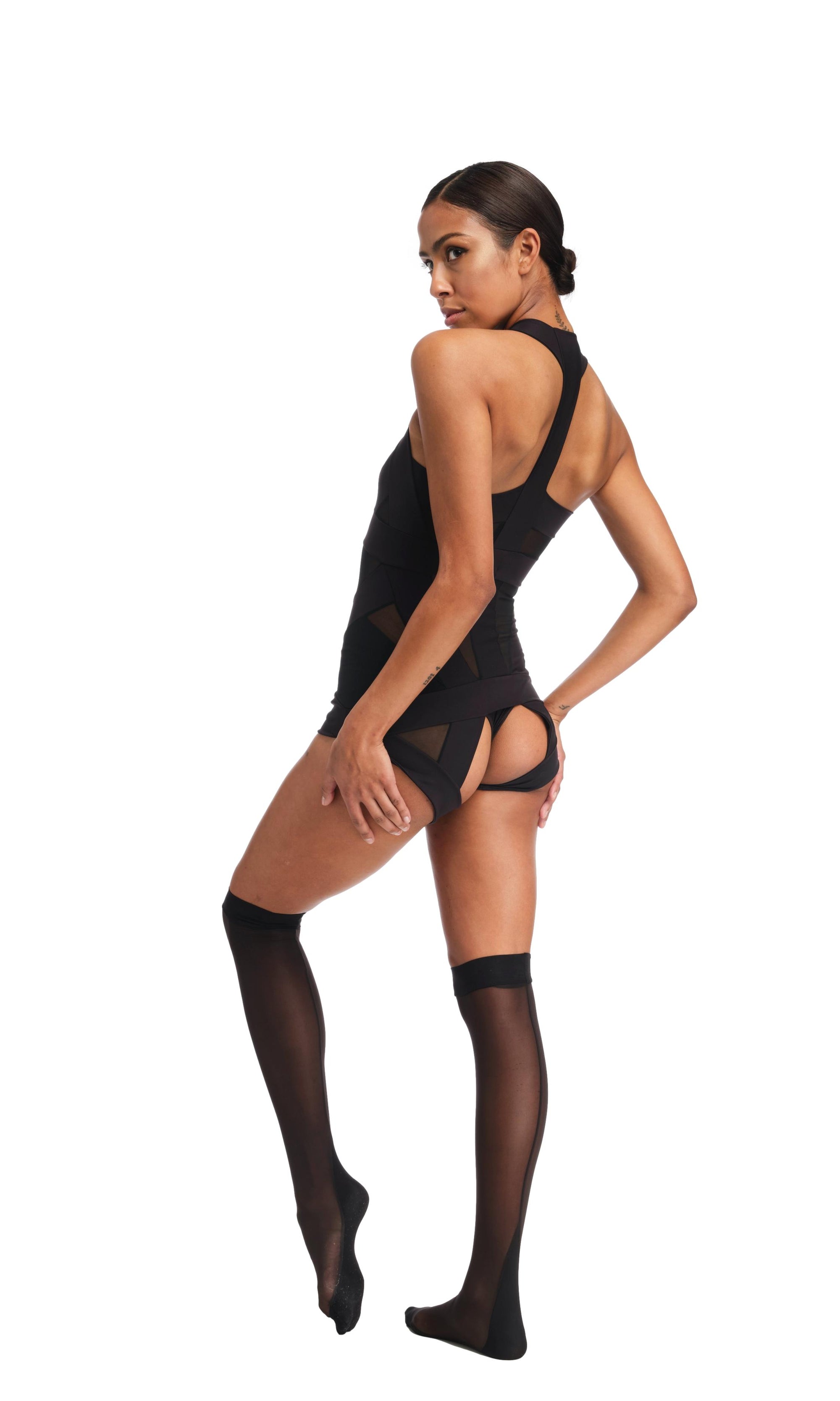 Don't Shoot the Messengers Artemis ouvert suspender body in Black