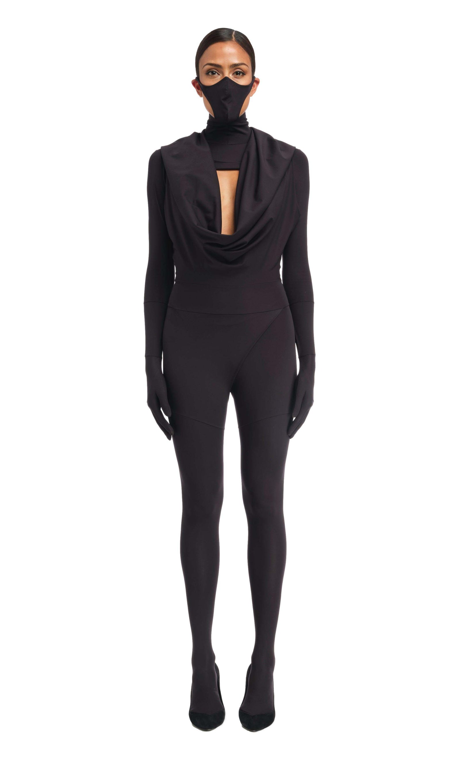 Don't Shoot the Messengers Shadow suspender suit in Black