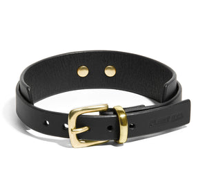 Fleet Ilya Wing leather collar black leather brass clasp back