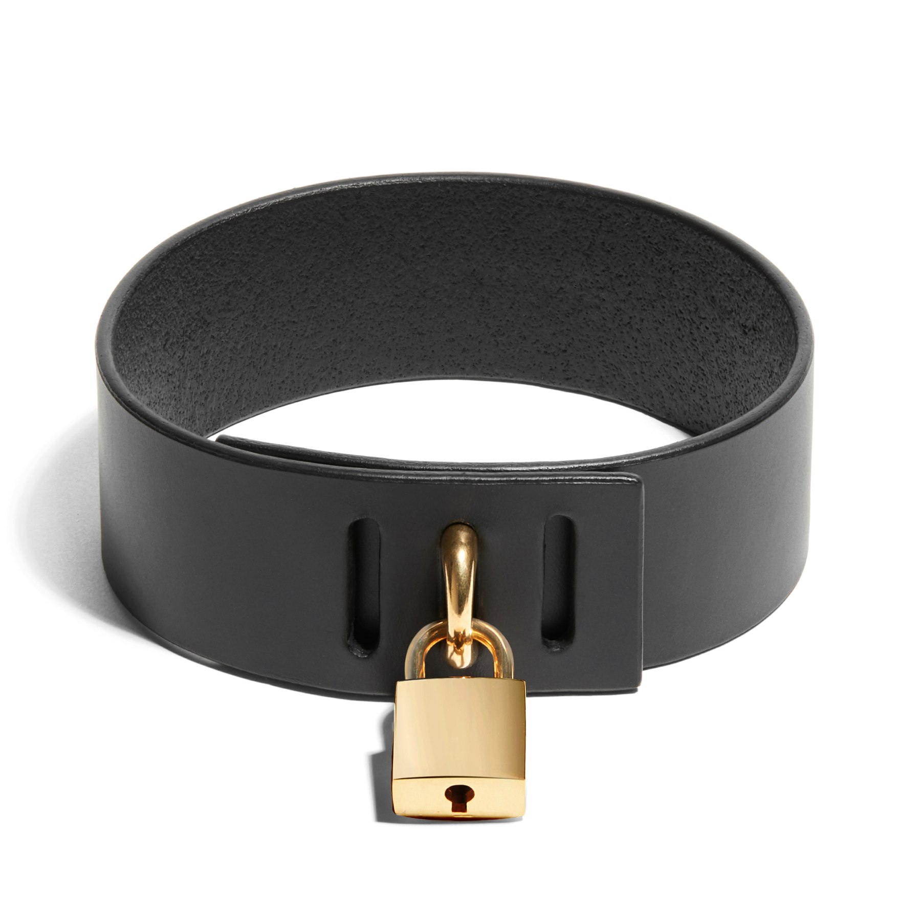 Fleet Ilya leather padlock collar in brass