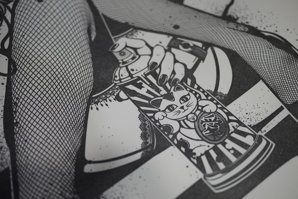 Nanami Cowdroy print 'Touch up' - faceless woman in lingerie with spray can 