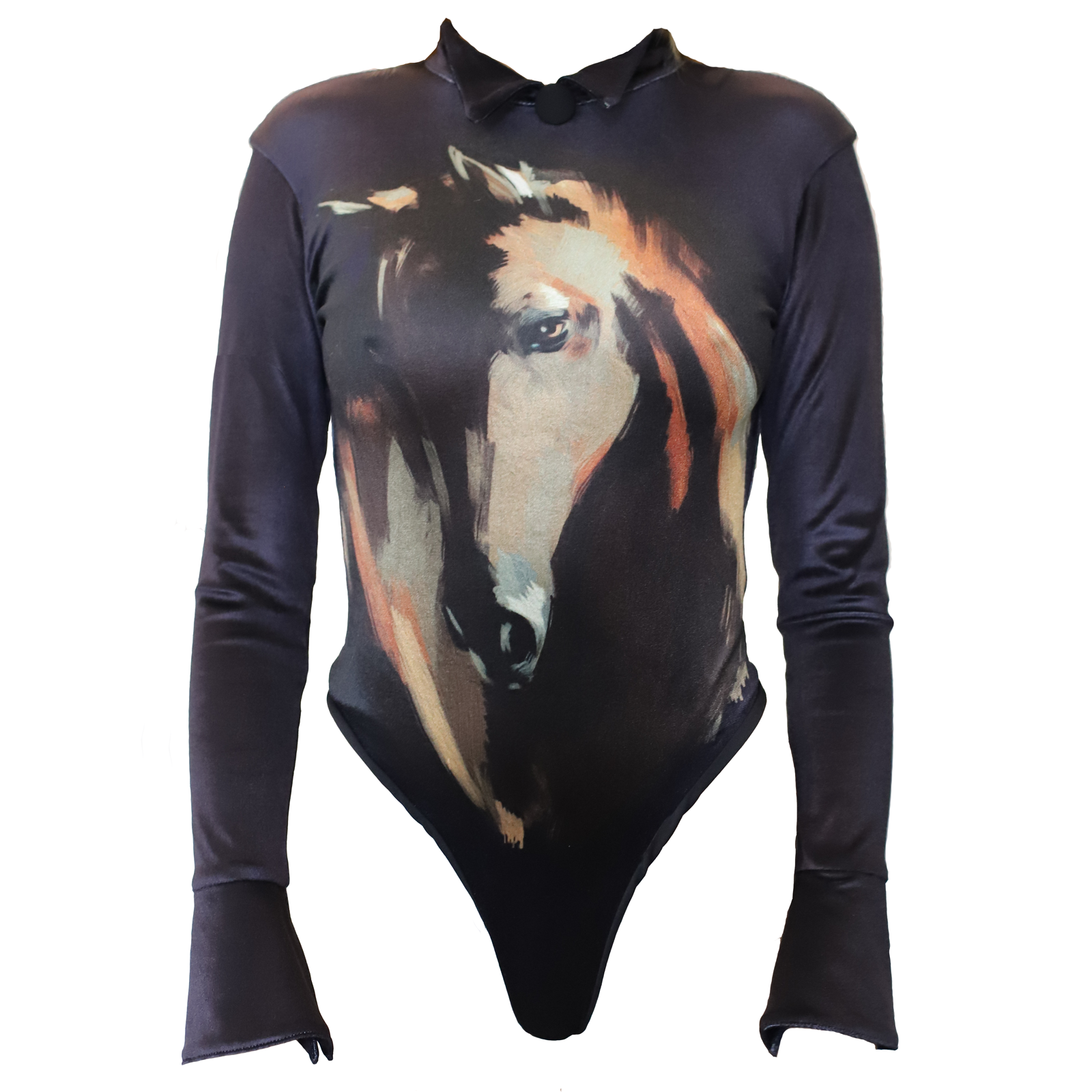 Exclusive wild horse velvet bodysuit by Noblesse Oblige
