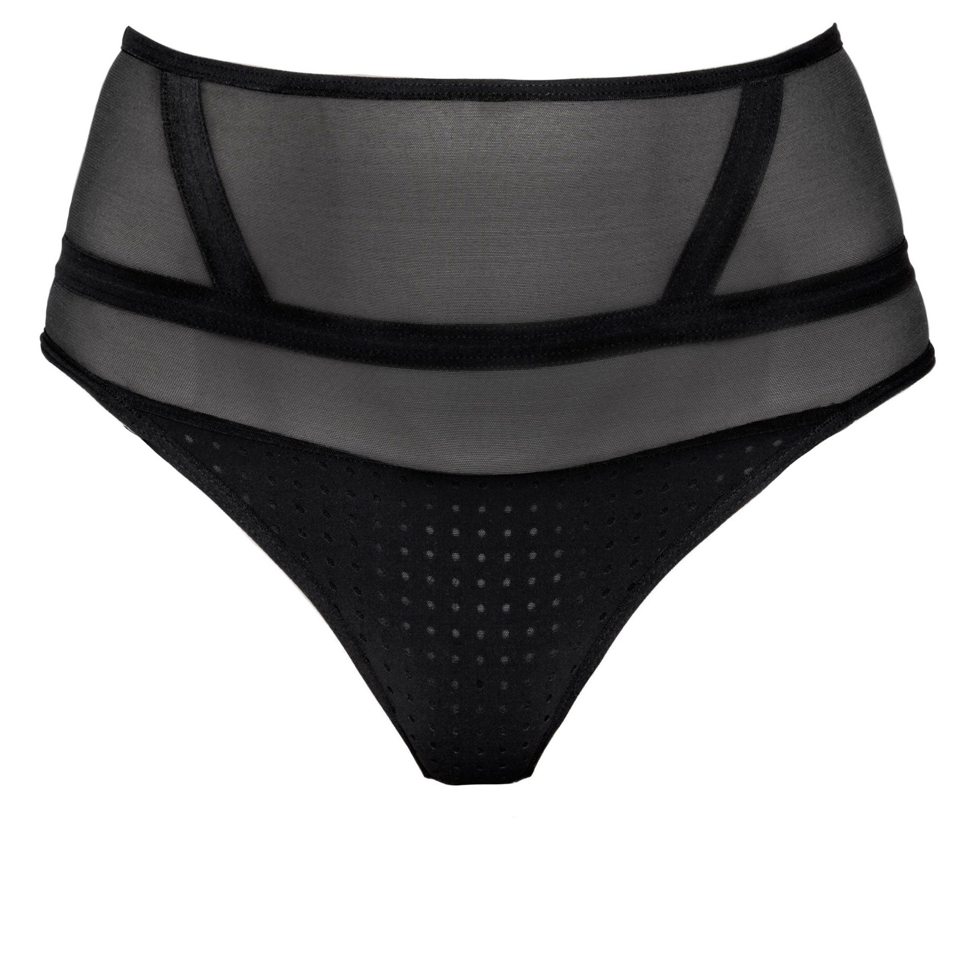 Opaak Laura high waisted thong perforated neoprene ethical eco lingerie 