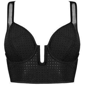 Opaak Celine bustier padded bra perforated neoprene ethical eco lingerie black sheer panelled