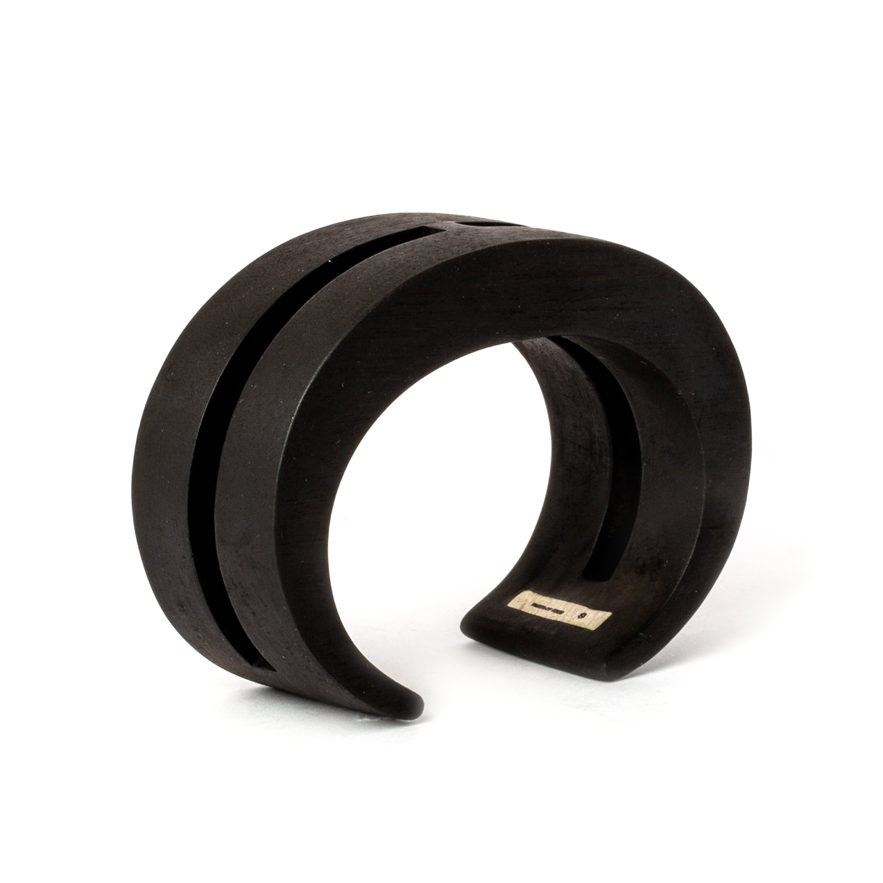 Parts of 4 Crescent crevice cuff  black wood unisex bracelet