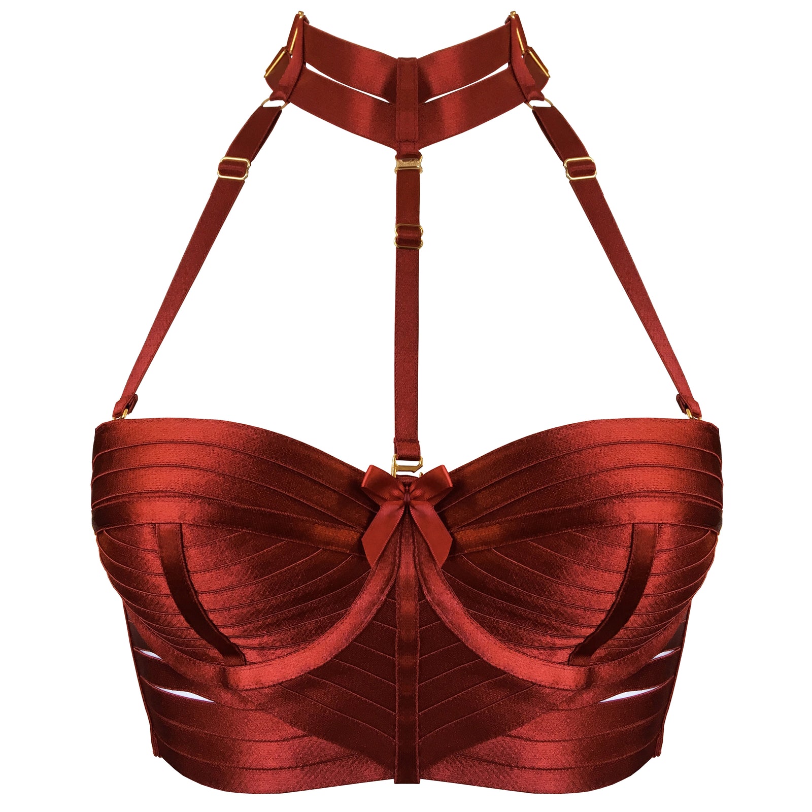 Bordelle Minerva bodice bra with detachable collar in red