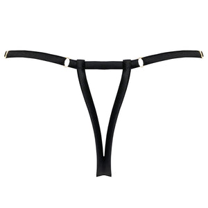 Studio Pia Soraya strap thong black eco silk peep cut out detail adjustable - back