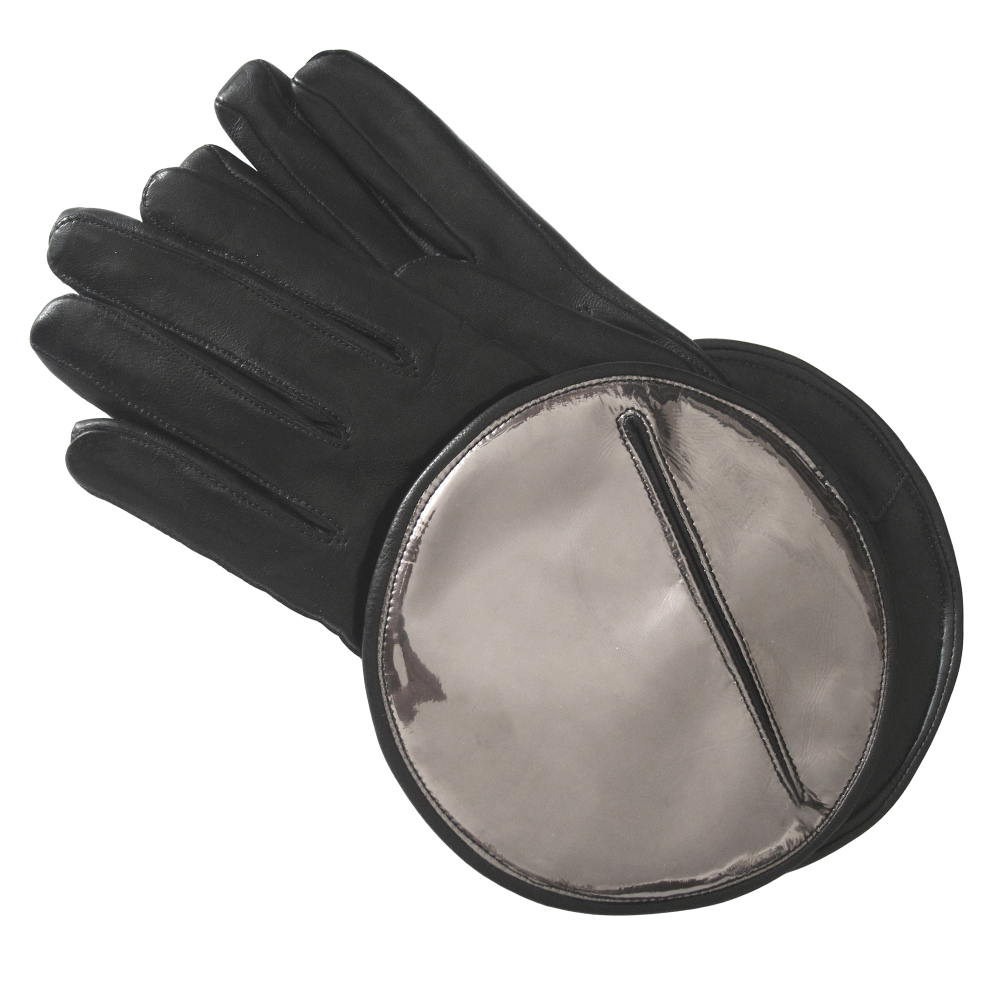 Thomasine Madrid leather gloves with gunmetal vinyl detail