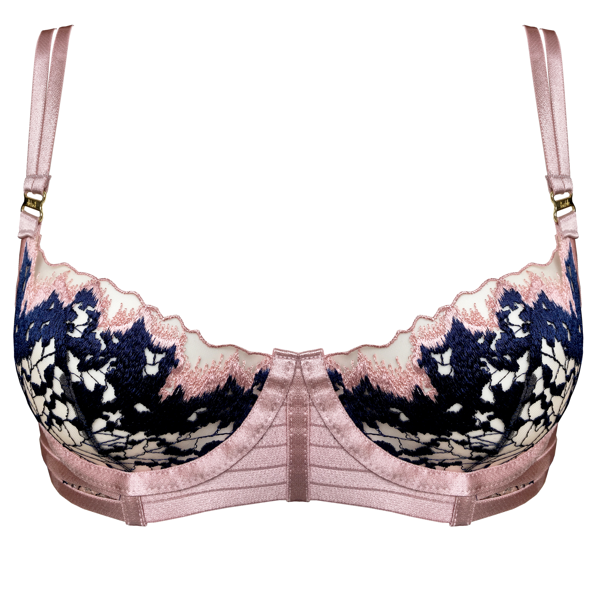 Bordelle wilde balconette wire bra - rose & navy