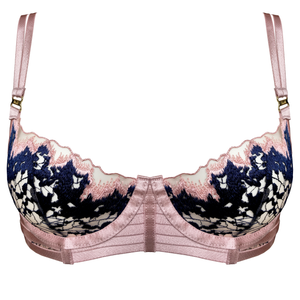 Bordelle wilde balconette wire bra - rose & navy