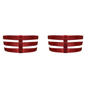 Kleio triple strap garters by Bordelle - red