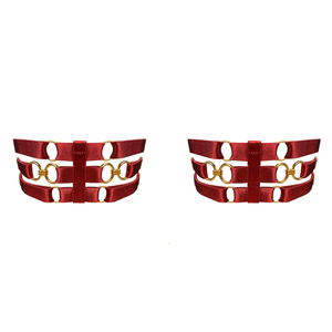 Kleio triple strap garters by Bordelle - red
