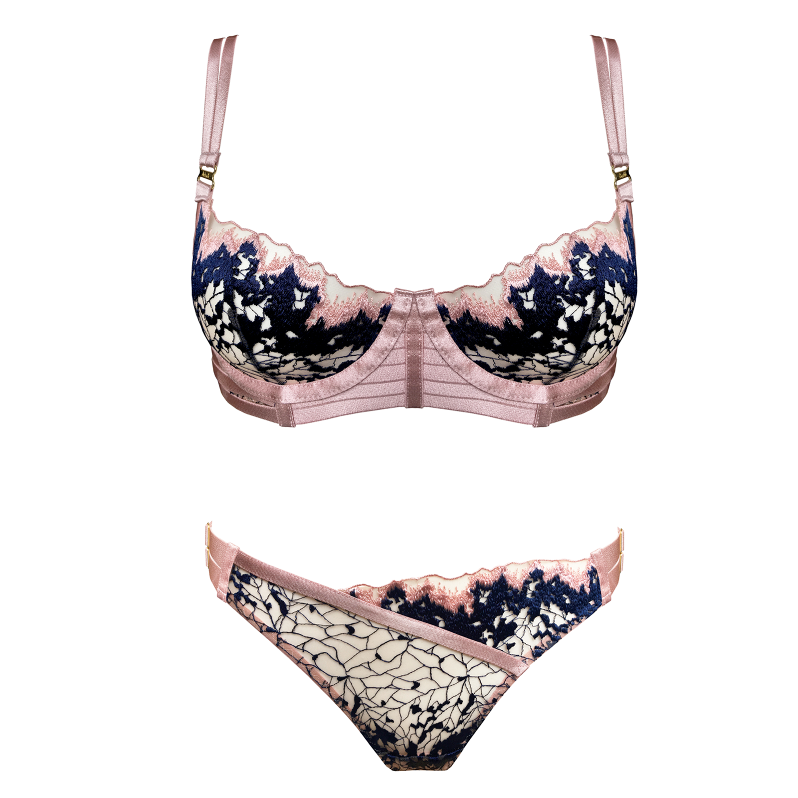 Bordelle Wilde Balconette Wire Bra & thong (set) in Rose