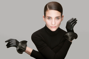 Thomasine Madrid leather gloves with gunmetal silver detail silk lined luxury